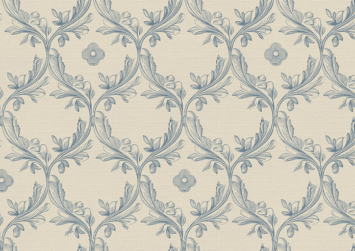 Trellis Prints, Vine and Bloom Romsey Raffs Blue - Twist&Fit Roman Blind - Image 7